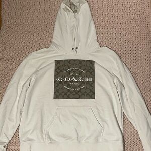 Coach Cream Hoodie with Patterned Logo